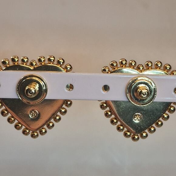❤️ Tory Burch Gold & Dark Burgundy Logo Heart Earrings – New on Card ❤️ - Picture 8 of 9